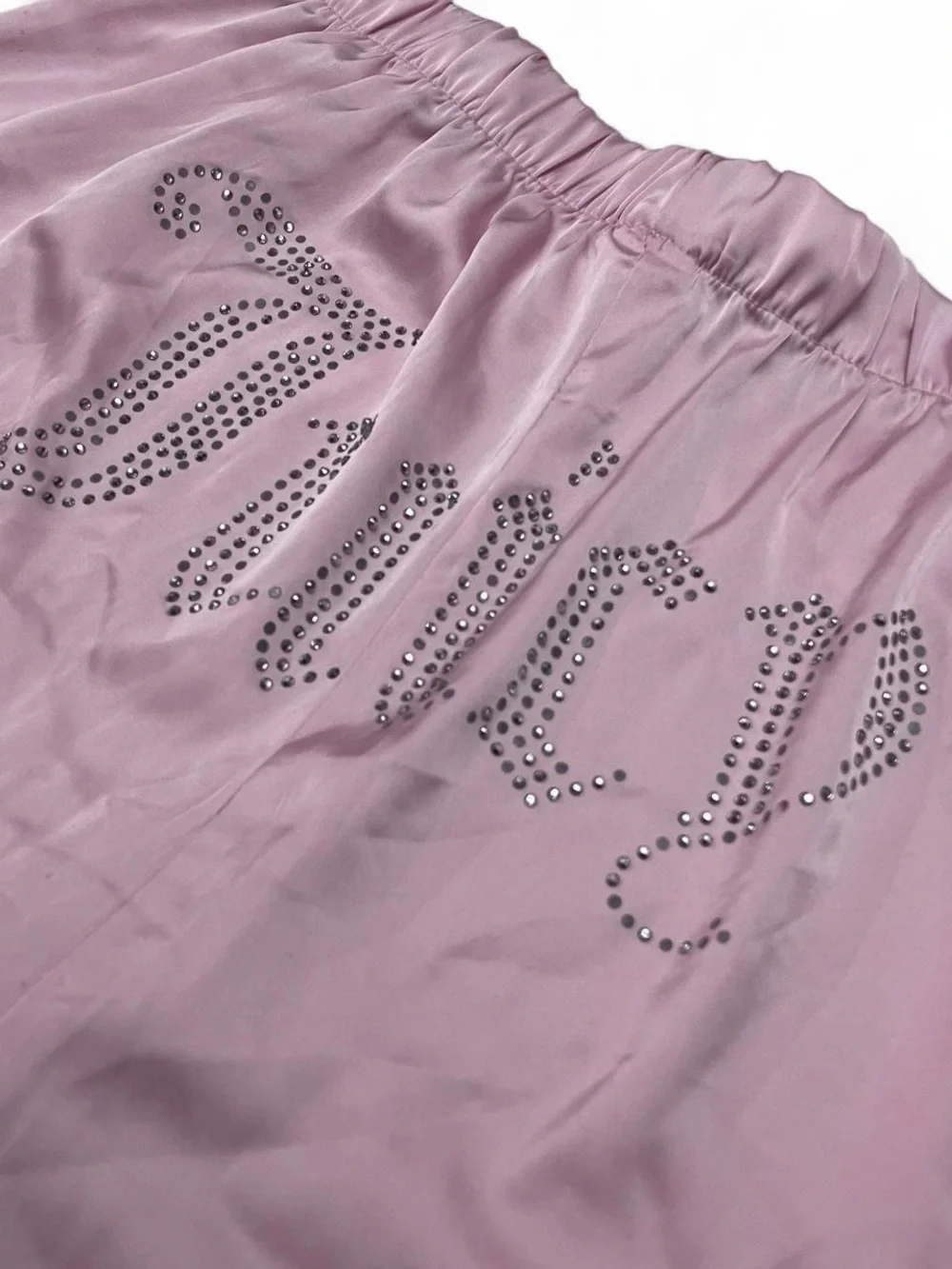 Y2K Juicy Couture Pink Satin Rhinestone Sleep Shorts S